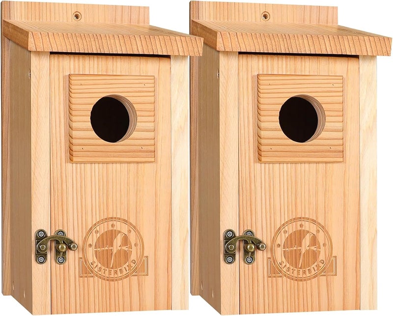 SISTERBIRD Bluebird Houses for Outside, Blue Bird Houses for Outdoors, Premium Bird House, Pack of 2 Bluebird House, Wooden Birdhouses Kits for Adults for Durable Yard Decor - Image 1